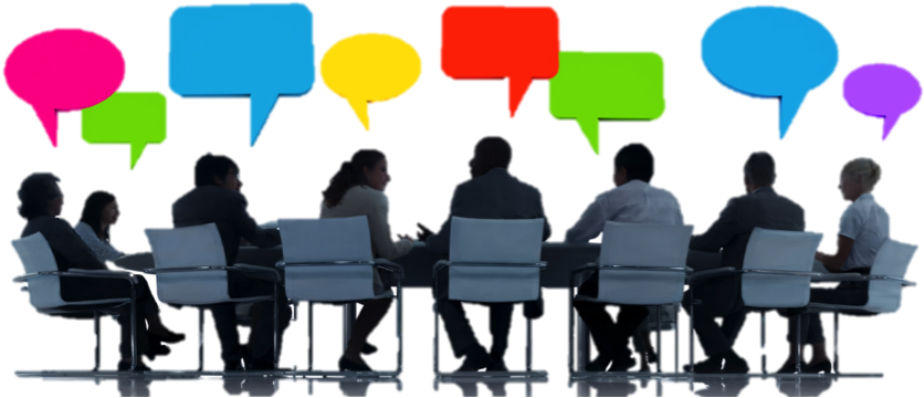 Group Of Business People At Meeting Table With Speech - Mcgraw-hill Education 500 Gmat Verbal Questions (994x384)