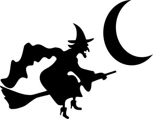 Hexe Hexerei Besen Besenstiel Fliegen Mond - Witch On A Broom (500x388)