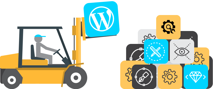 Forklift At Work - Wordpress Icon (907x379)