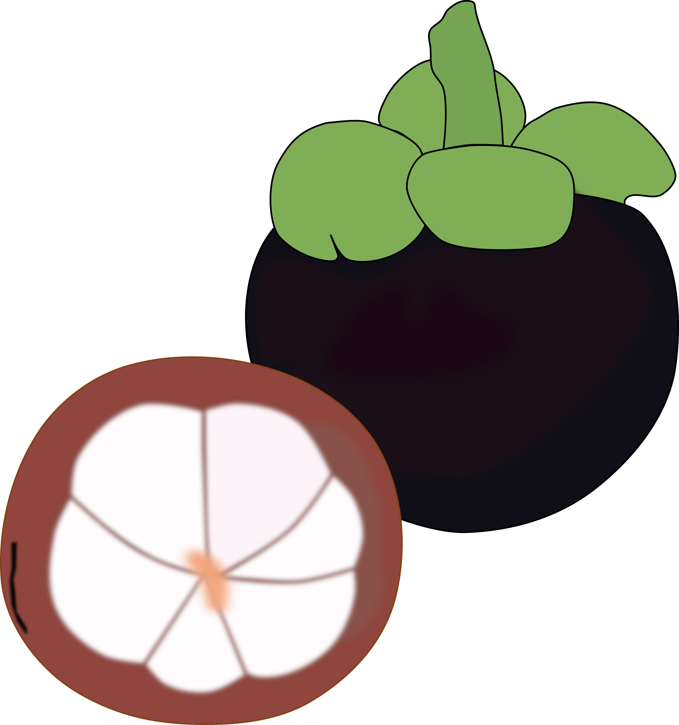 Flat, Fruit, Fuzzy - Mangosteen Clipart Png (2249x2400)