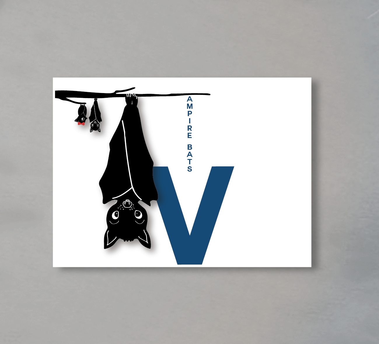 Vampire Bat, Alphabet, Alphabetimal, Letter, V, Card - Alphabet (1299x1179)