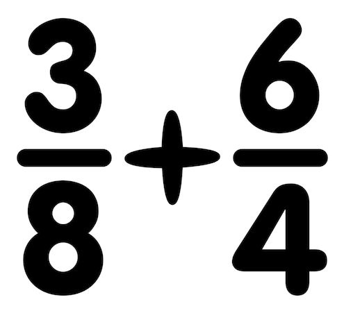 Mathematik Clipart Schwarz Weiß - Adding Fractions Clipart (500x500)