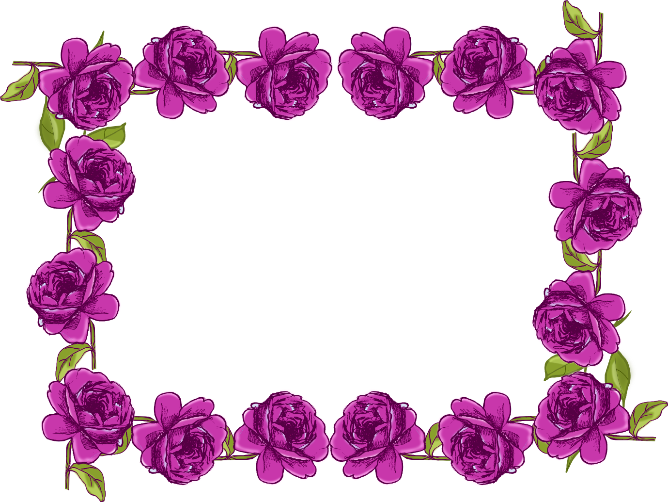 Free Digital Purple Rose Frame - Violet Flower Border Design (1379x1035)