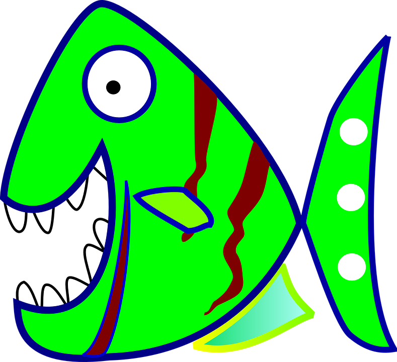 Piranha Clipart Animated - Fish Mouth Open Png (789x720)