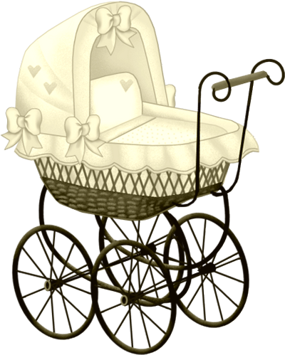 Yellow Baby Carriage Clip Art - Vintage Baby Stroller Clipart (400x499)