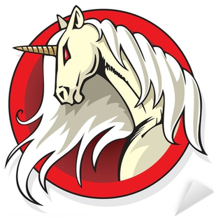 Aufkleber Stilisierte Unicorn Kopf In Den Runden Rahmen, - Illustration (400x400)