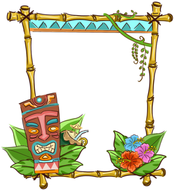 Word Zierrahmen Clipart 3 By Elizabeth - Hawaiian Frame (600x648)