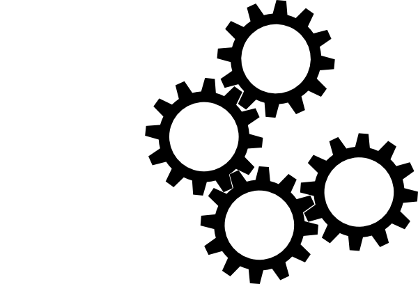 Gears Clipart - Cog Black And White (600x408)