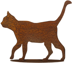 Katze Gehend Auf Platte Metall Rosteffekt 50 X H 45 - Rost Katze Gehend Auf Platte - Rostige Gartendeko (350x350)