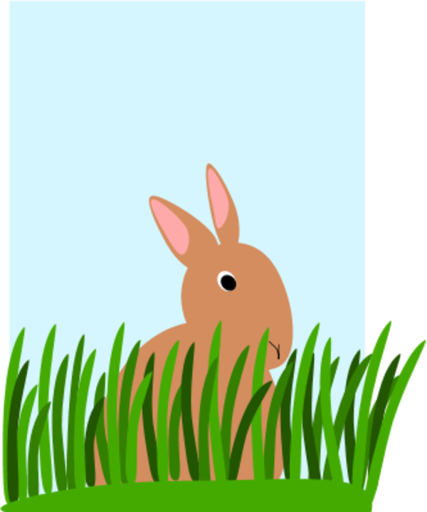 Rabbit Eating Grass Clipart - Cartoon Rabbit Eating Grass (600x719)