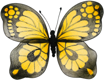 Schmetterling Nylon Handbemalt Gelb Schwarz 35 X 25 - Yellow (350x350)