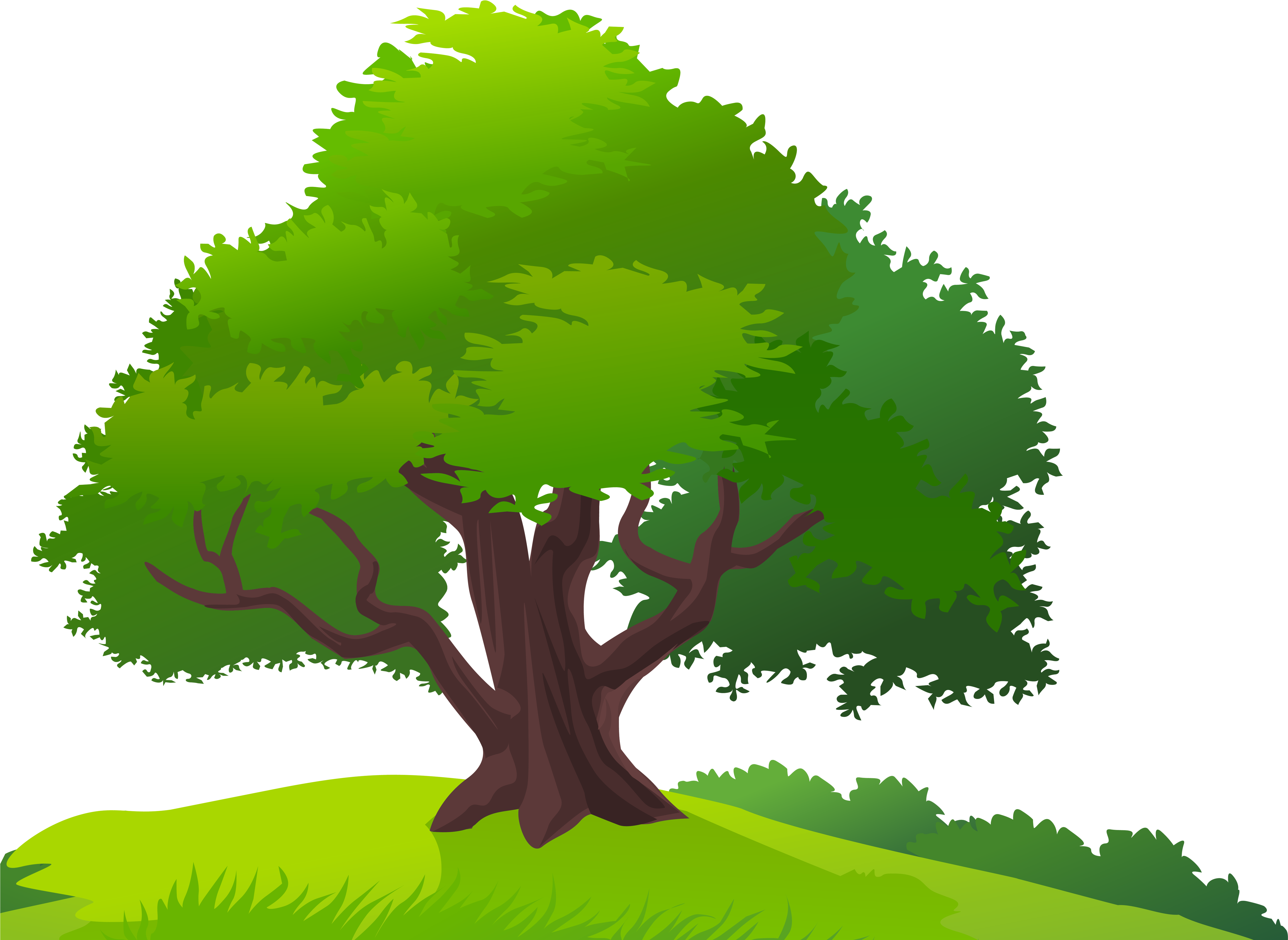 Clip Art Of Tree With Grass Clipart Pencil And In Color - Tree Clip Art (5860x4349)