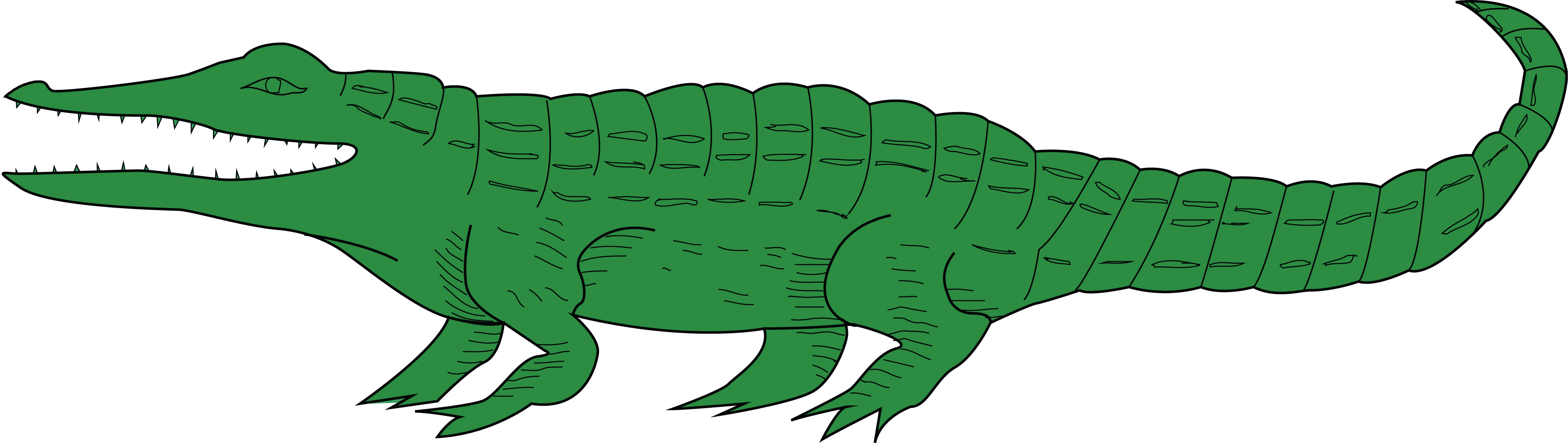 Free Clipart Of A Green Alligator - Crocodile Coat Of Arms (4000x1130)