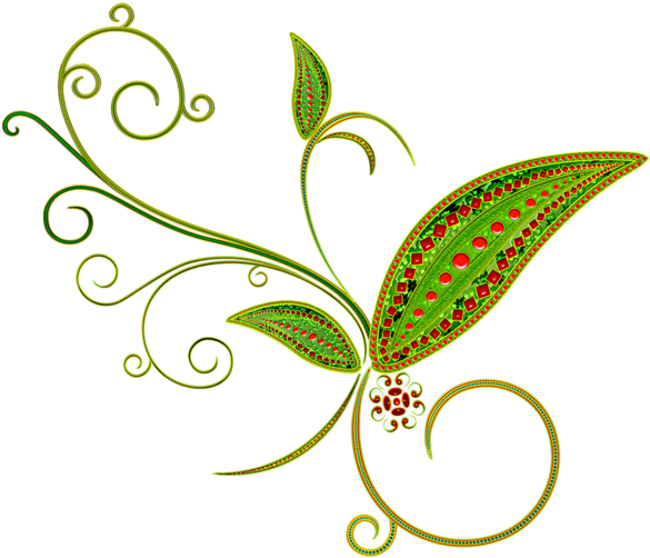 Green Deco Flower Ornament Png Clipart - Ornament Flower Png (600x537)