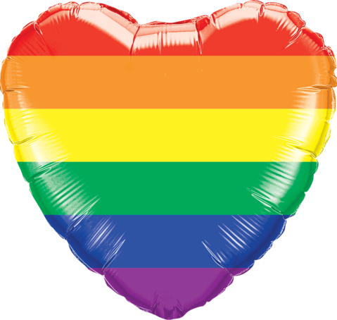 18" Heart Foil Rainbow Stripes - All You Need Is Love Balloon Gift (500x473)