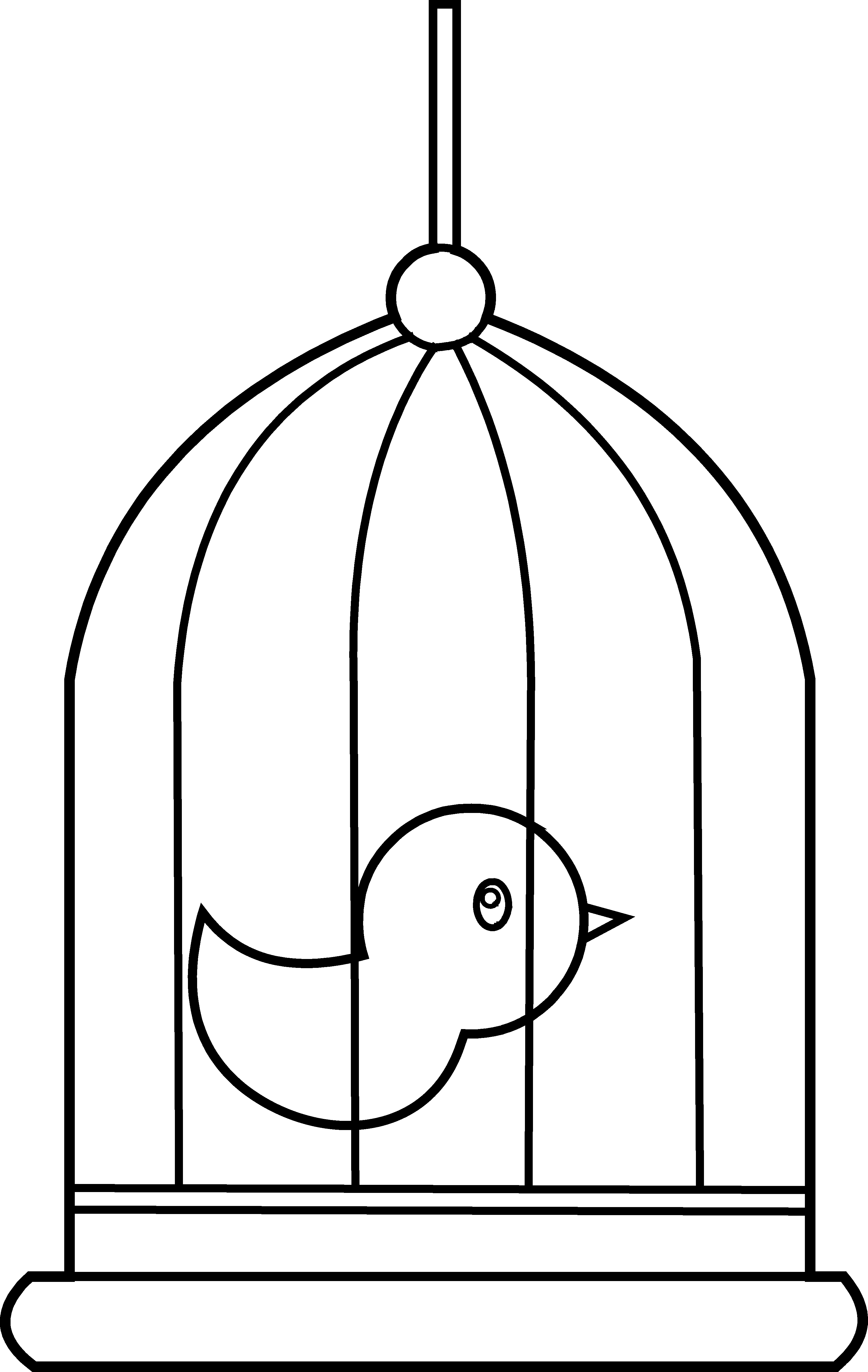 Bird In Cage Coloring Page Free Clip Art - Bird In Cage Clip Art (3122x4933)