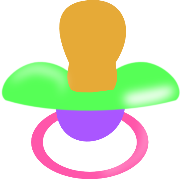 Green Purple Pink Pacifier Clip Art - Baby Pacifier Clip Art (600x600)