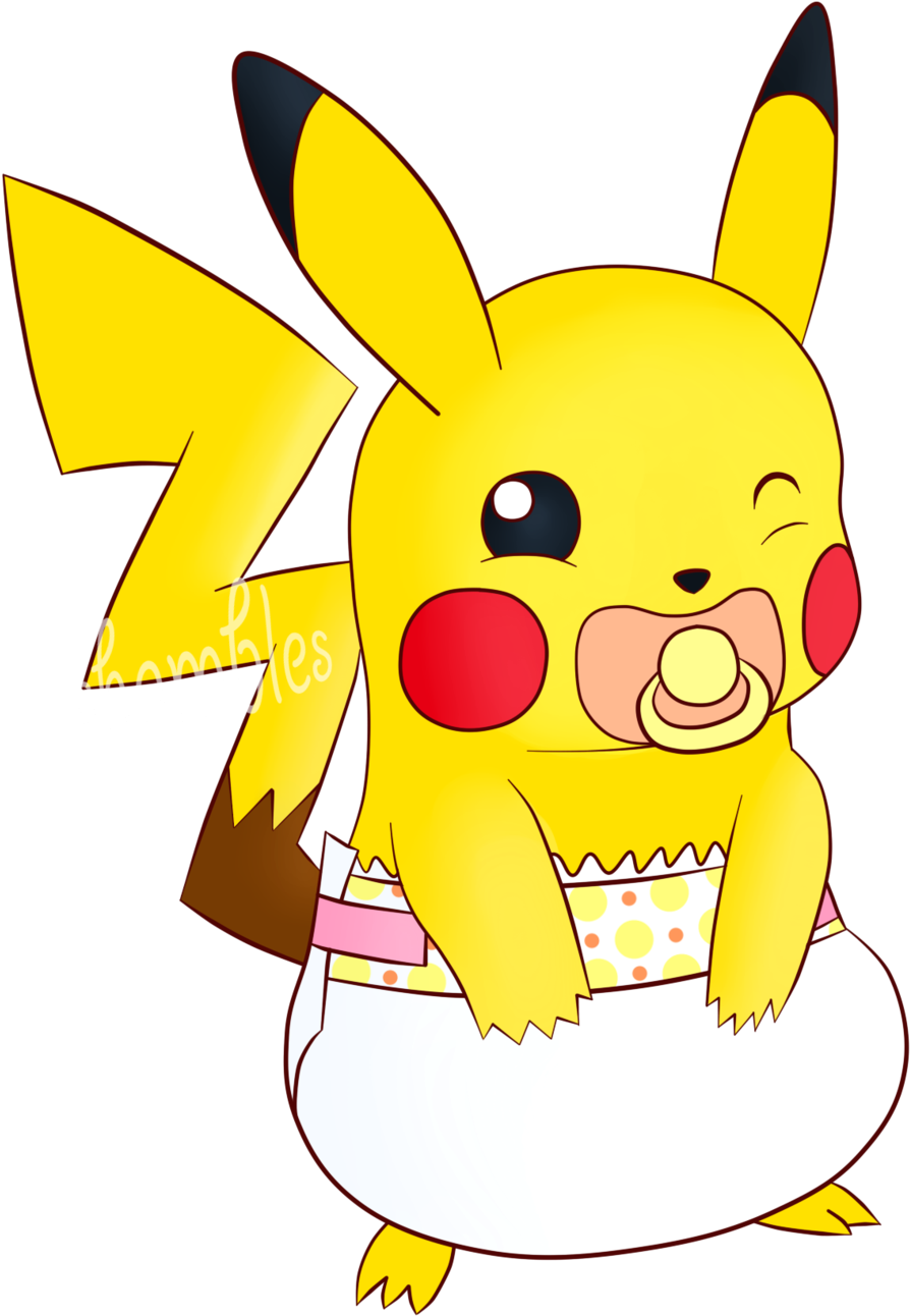 Pikachu Clipart Head - Pokemon Pikachu In Diapers (1024x1362)