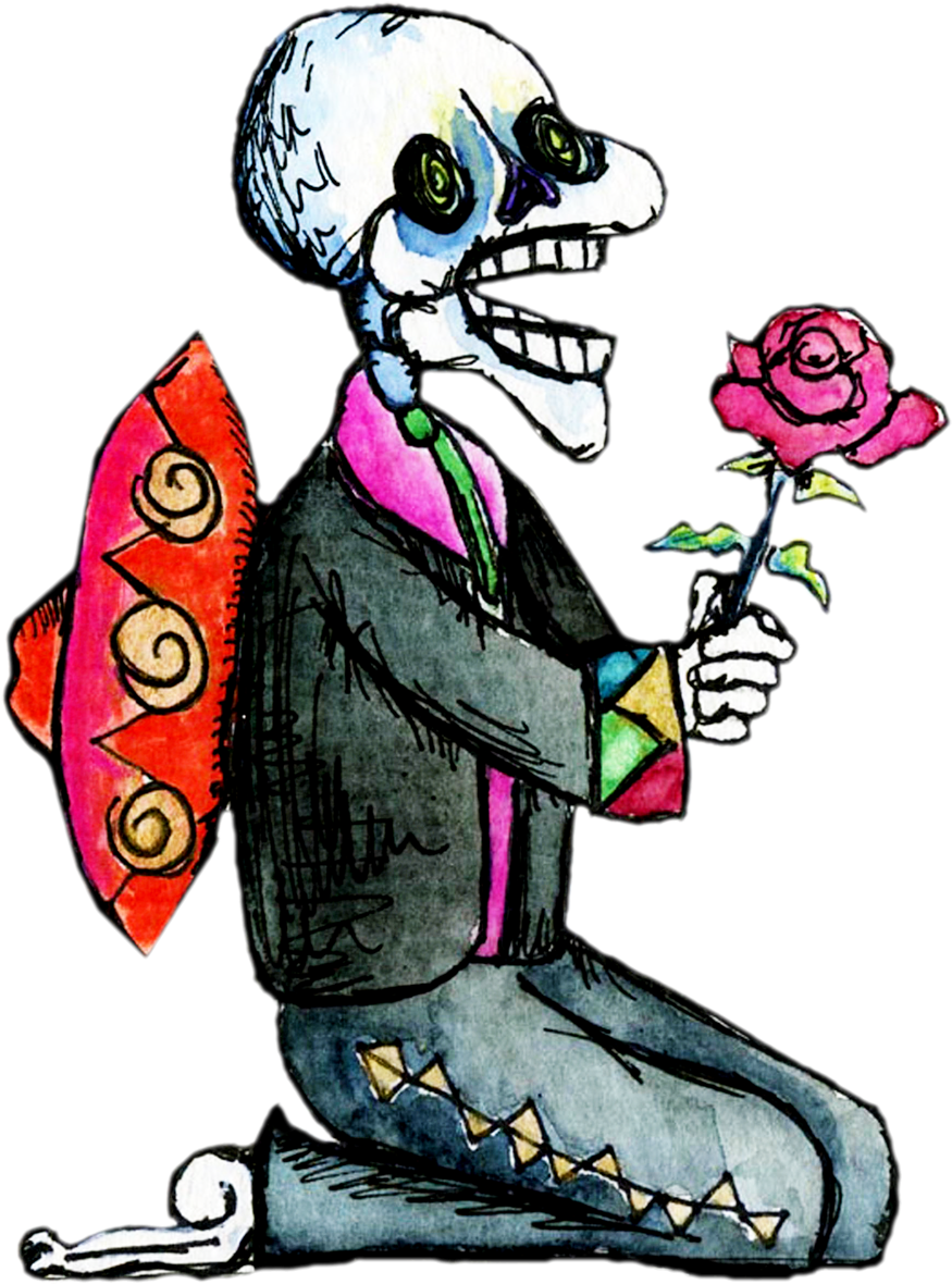 Mexico Day Of The Dead Dancer Mariachi Skeleton Hand - Drawing (1125x1500)