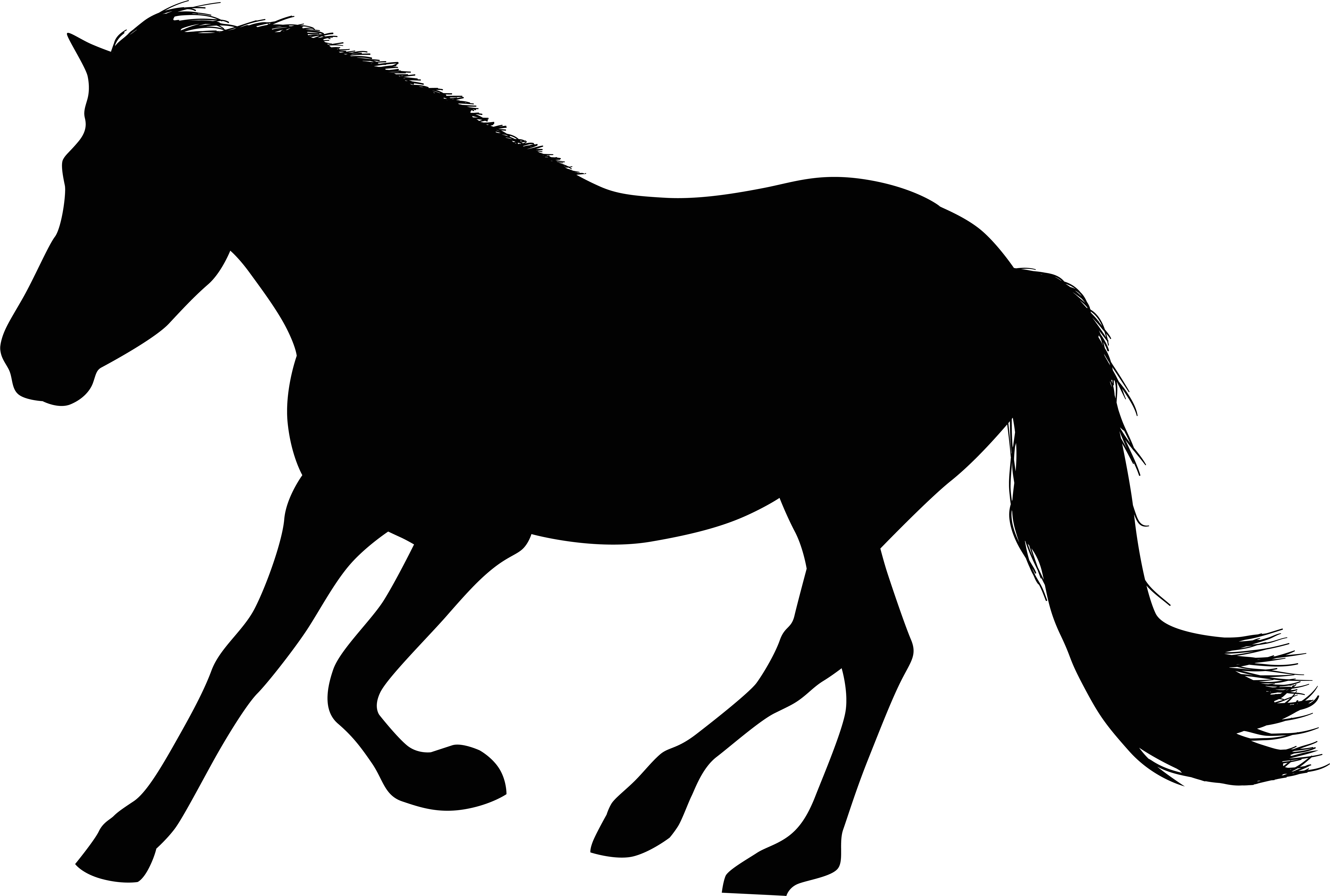 Running Horse Silhouette Clip Art Imageu200b Gallery - Horse (8000x5390)