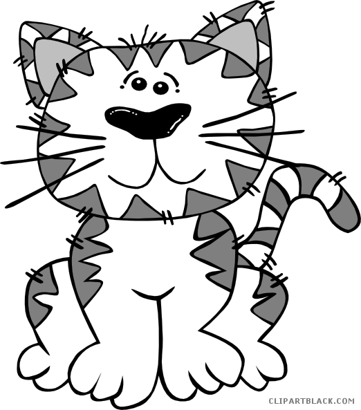 Cartoon Cat Animal Free Black White Clipart Images - Cats Black And White Cartoon (522x593)