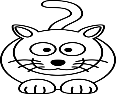 Cartoon Coloring, Books Coloring Thumbnail Size Cat - Black And White Cartoon Cats (400x322)