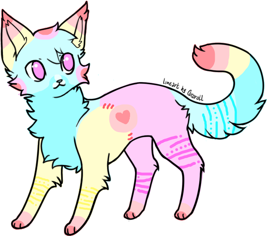 Colorful Pastel Cat By Ma Ju Ja - Lps Drawings Png (965x828)