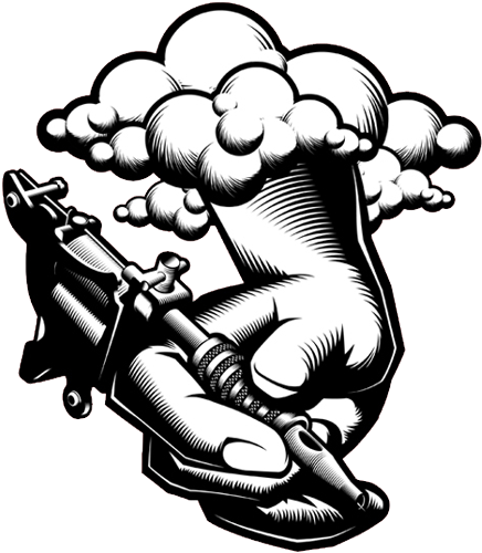 Artwork Image Of Tattoo Hand - Hand Tattoo Machine Vector (450x532)