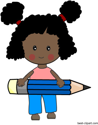 Kid With A Big Blue Pencil, Free Clip Art - Kid With A Big Blue Pencil, Free Clip Art (450x450)