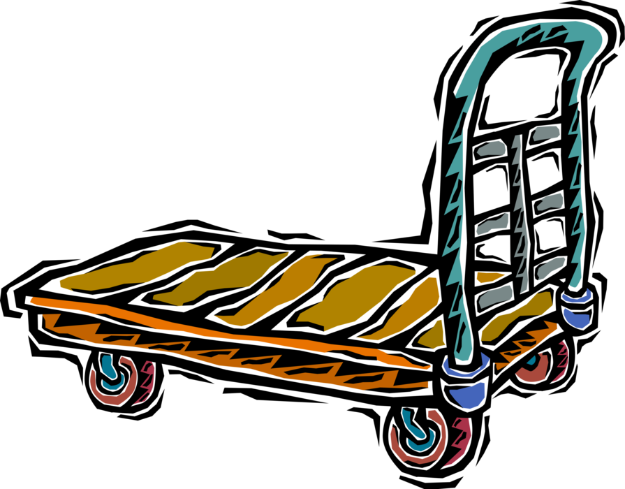 Vector Illustration Of Flat Dolly Handcart - Vector Illustration Of Flat Dolly Handcart (895x700)