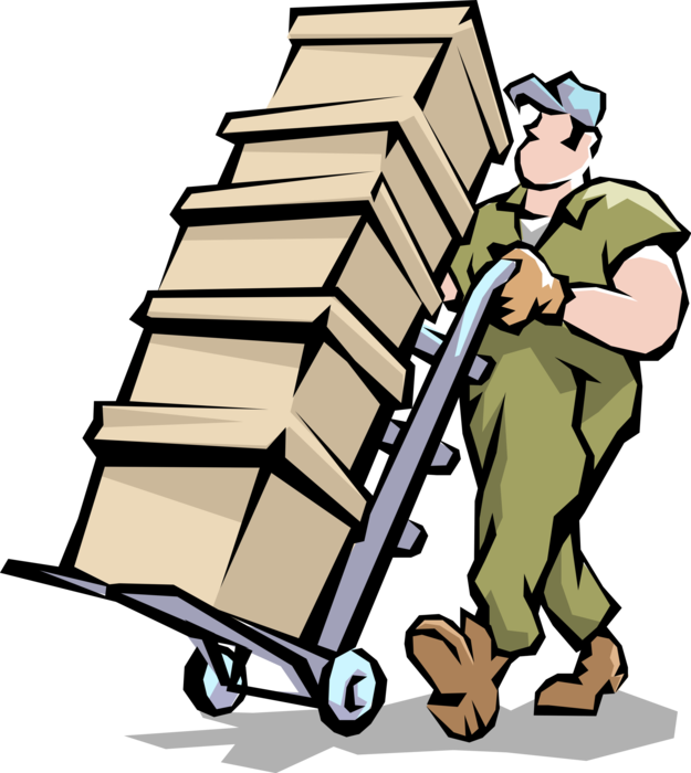 Vector Illustration Of Handyman House Mover Delivers - Vector Illustration Of Handyman House Mover Delivers (625x700)