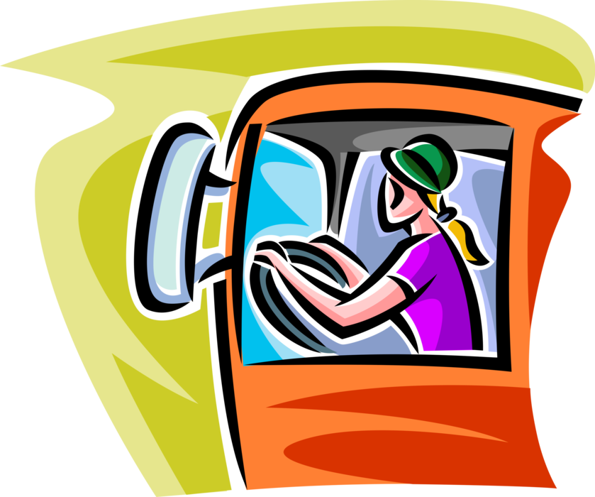 Vector Illustration Of Truck Motorist Driver Drives - Vector Illustration Of Truck Motorist Driver Drives (839x700)