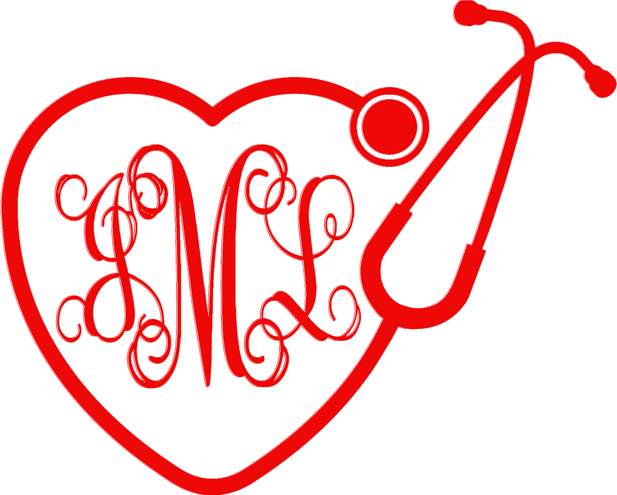 Monogrammed Heart Stethoscope Car Decal - Monogrammed Heart Stethoscope Car Decal (2036x1635)