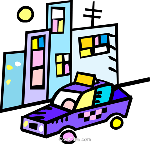 Taxi In Front Of Apartment Buildings Royalty Free Vector - Taxi In Front Of Apartment Buildings Royalty Free Vector (480x461)