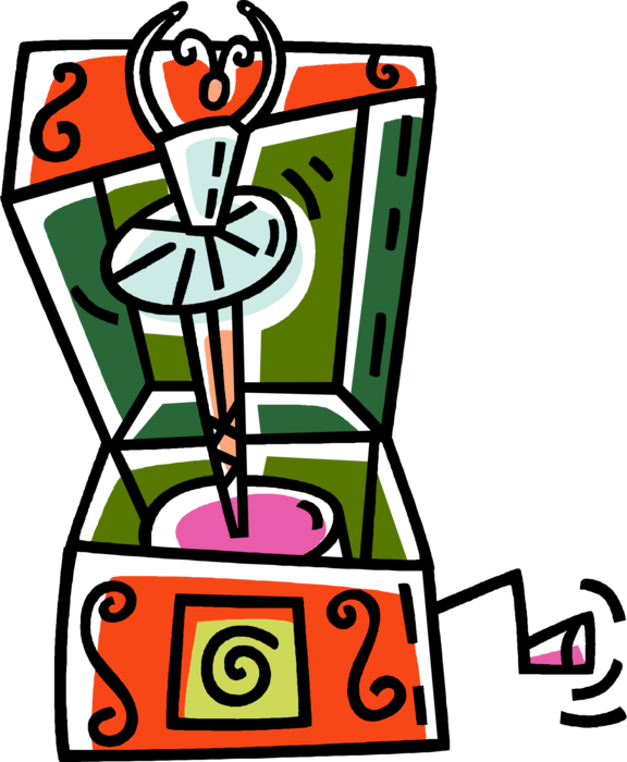 Vector Illustration Of Music Box With Dancing Ballet - Vector Illustration Of Music Box With Dancing Ballet (576x700)