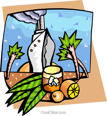 Cruise Ship With Palm Trees And Fruit Royalty Free - Cruise Ship With Palm Trees And Fruit Royalty Free (444x480)