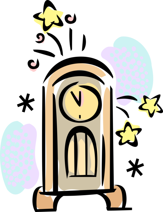 Vector Illustration Of Grandfather Clock Rings In New - Vector Illustration Of Grandfather Clock Rings In New (541x700)