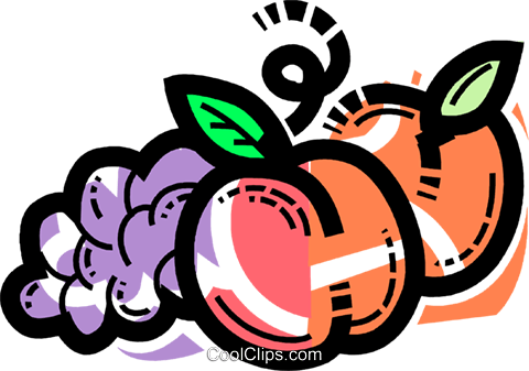 Apple, Peach And Grapes Royalty Free Vector Clip Art - Apple, Peach And Grapes Royalty Free Vector Clip Art (480x337)