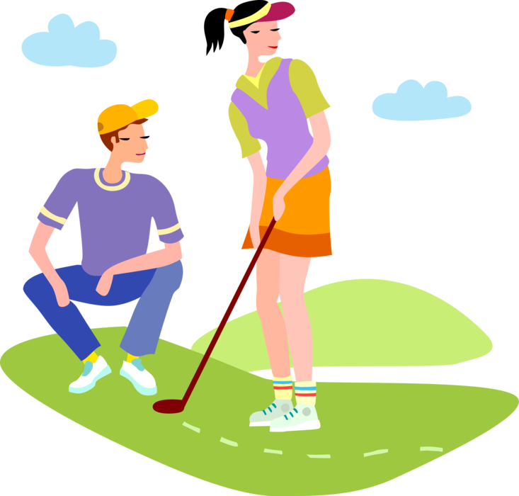 Vector Illustration Of Golfers Line Up Putt On Green - Vector Illustration Of Golfers Line Up Putt On Green (733x700)