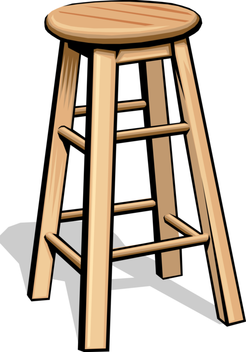Vector Illustration Of Four-legged Stool Piece Of Furniture - Vector Illustration Of Four-legged Stool Piece Of Furniture (489x700)