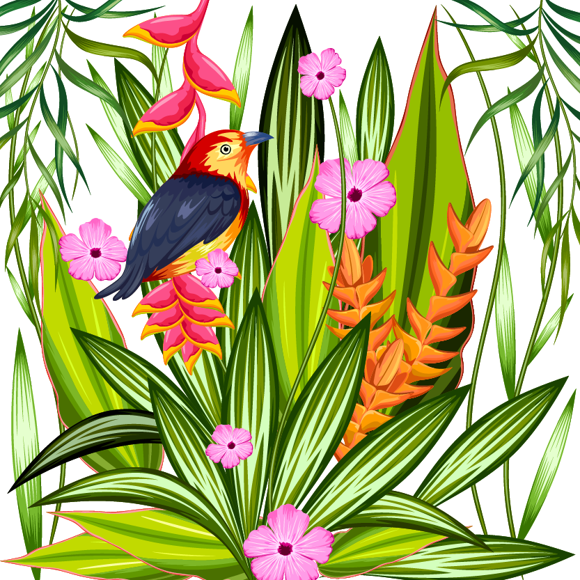 Parrot Tropics Tropical Illustration Material Transprent - Parrot Tropics Tropical Illustration Material Transprent (833x833)