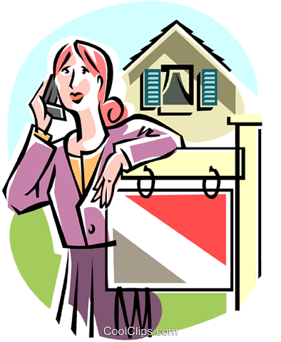 Real Estate Agent On The Telephone Royalty Free Vector - Real Estate Agent On The Telephone Royalty Free Vector (394x480)
