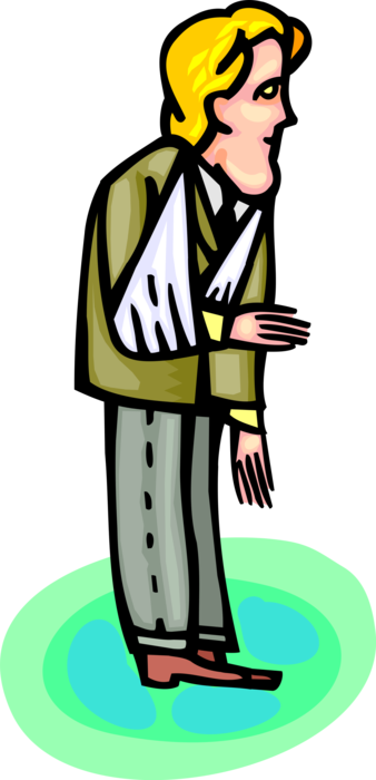 Vector Illustration Of Injured Businessman With Broken - Vector Illustration Of Injured Businessman With Broken (338x700)