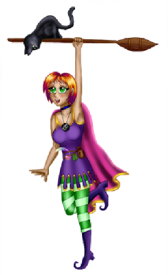 Halloween Witch With Black Cat - Halloween Witch With Black Cat (400x400)