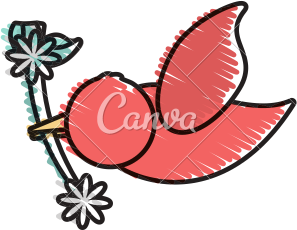 Dove With Branch Flower Symbol Image - Dove With Branch Flower Symbol Image (800x800)