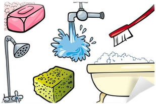 Hygiene Objects Cartoon Illustration Set Wall Mural - Hygiene Objects Cartoon Illustration Set Wall Mural (400x400)