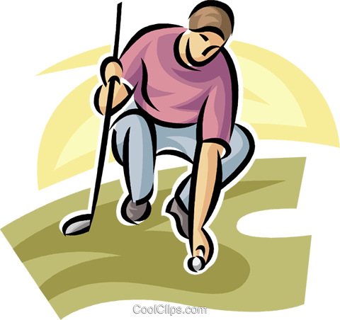Golfer Placing His Ball Royalty Free Vector Clip Art - Golfer Placing His Ball Royalty Free Vector Clip Art (480x452)