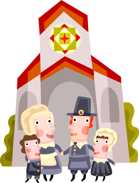 Family Attends Church Service Vector Image Illustration - Family Attends Church Service Vector Image Illustration (531x700)
