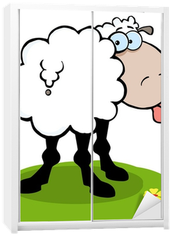 Cartoon Sheep Sticking Out His Tongue Wardrobe Sticker - Cartoon Sheep Sticking Out His Tongue Wardrobe Sticker (400x400)