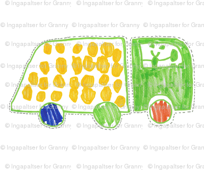 Garbage Truck Child Drawing Cut & Sew Toy Or Pillow - Garbage Truck Child Drawing Cut & Sew Toy Or Pillow (400x342)